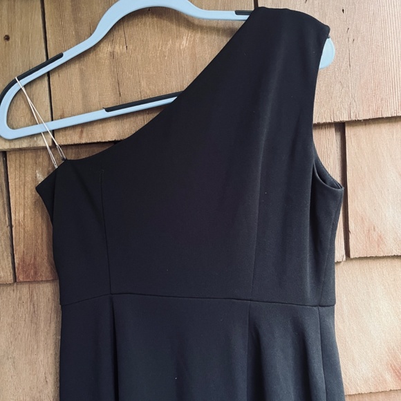 Calvin Klein Womens One Shoulder Gown with Waist Ruch Black Wrap Skirt Size 8 - Picture 13 of 14